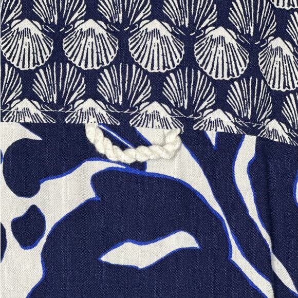 By Anthropologie Printed Linen Blend Buttondown Shirt Top Sz 2X Beach Nautical - Picture 12 of 14